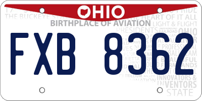 OH license plate FXB8362