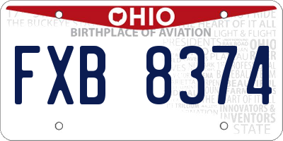 OH license plate FXB8374