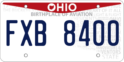 OH license plate FXB8400