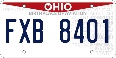 OH license plate FXB8401