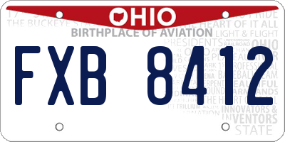 OH license plate FXB8412