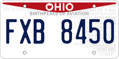 OH license plate FXB8450