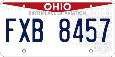 OH license plate FXB8457