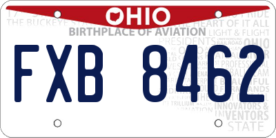 OH license plate FXB8462