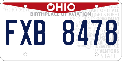 OH license plate FXB8478