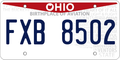 OH license plate FXB8502