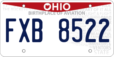 OH license plate FXB8522