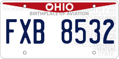OH license plate FXB8532
