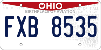 OH license plate FXB8535