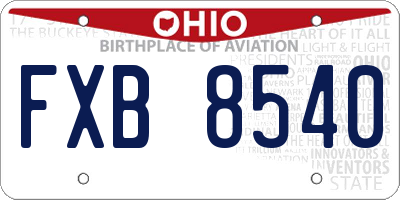 OH license plate FXB8540