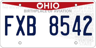 OH license plate FXB8542
