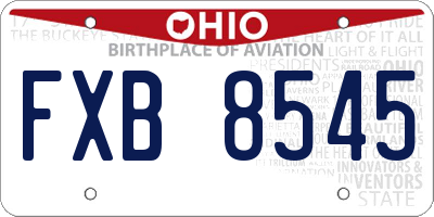 OH license plate FXB8545
