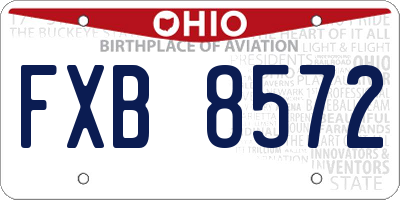 OH license plate FXB8572