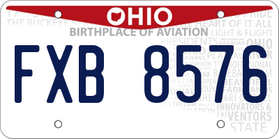 OH license plate FXB8576