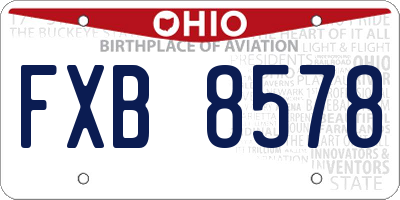 OH license plate FXB8578