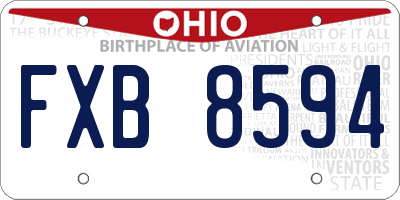 OH license plate FXB8594
