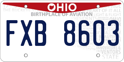 OH license plate FXB8603