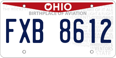OH license plate FXB8612