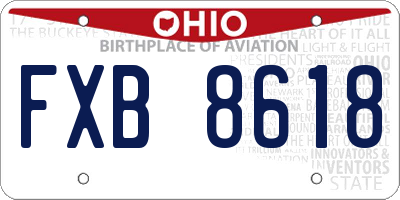 OH license plate FXB8618