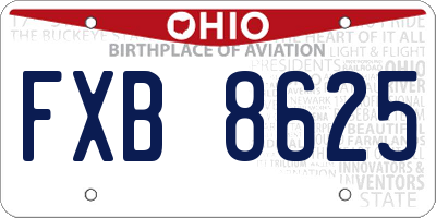 OH license plate FXB8625
