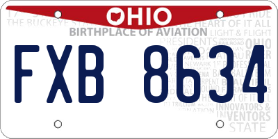 OH license plate FXB8634