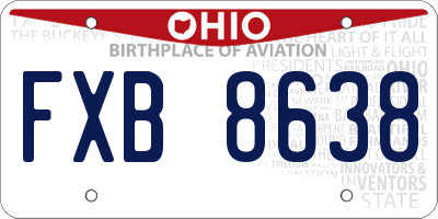 OH license plate FXB8638