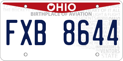 OH license plate FXB8644