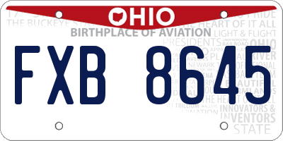 OH license plate FXB8645