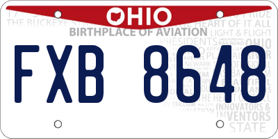 OH license plate FXB8648