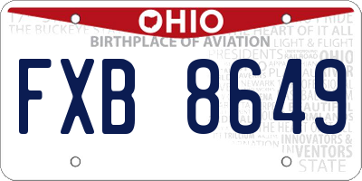 OH license plate FXB8649
