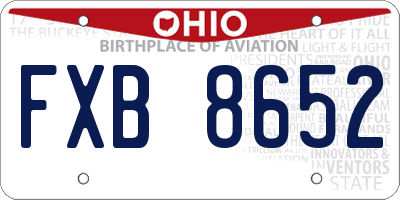 OH license plate FXB8652