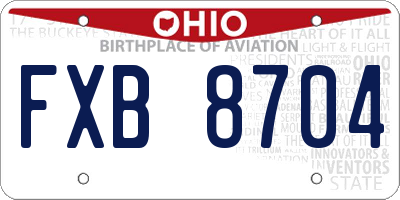 OH license plate FXB8704