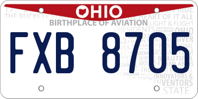 OH license plate FXB8705