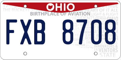 OH license plate FXB8708