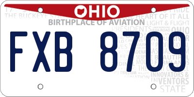 OH license plate FXB8709