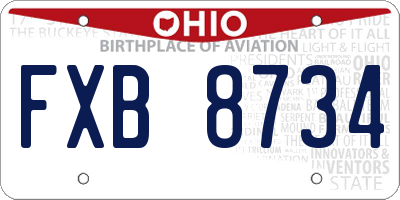 OH license plate FXB8734