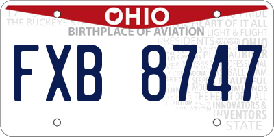 OH license plate FXB8747