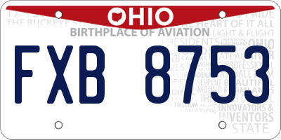 OH license plate FXB8753