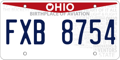 OH license plate FXB8754