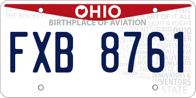 OH license plate FXB8761