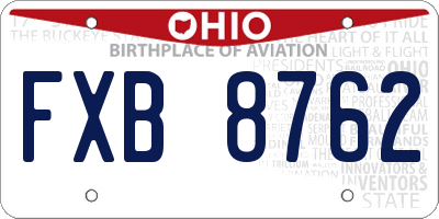 OH license plate FXB8762