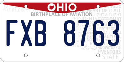 OH license plate FXB8763