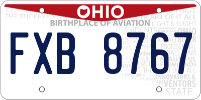 OH license plate FXB8767