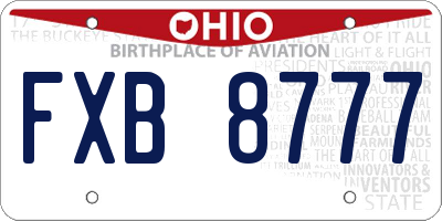 OH license plate FXB8777