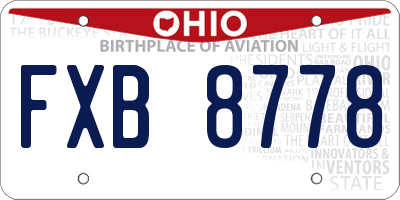 OH license plate FXB8778