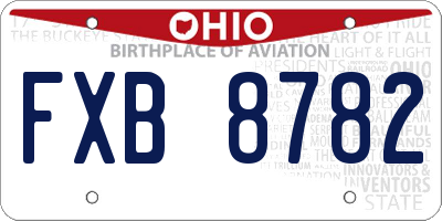 OH license plate FXB8782