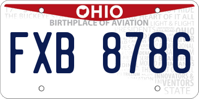OH license plate FXB8786