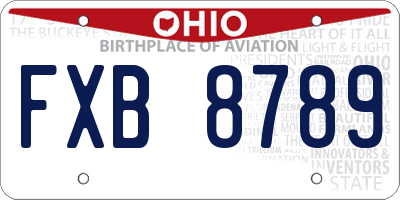 OH license plate FXB8789