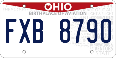 OH license plate FXB8790