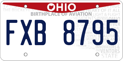 OH license plate FXB8795